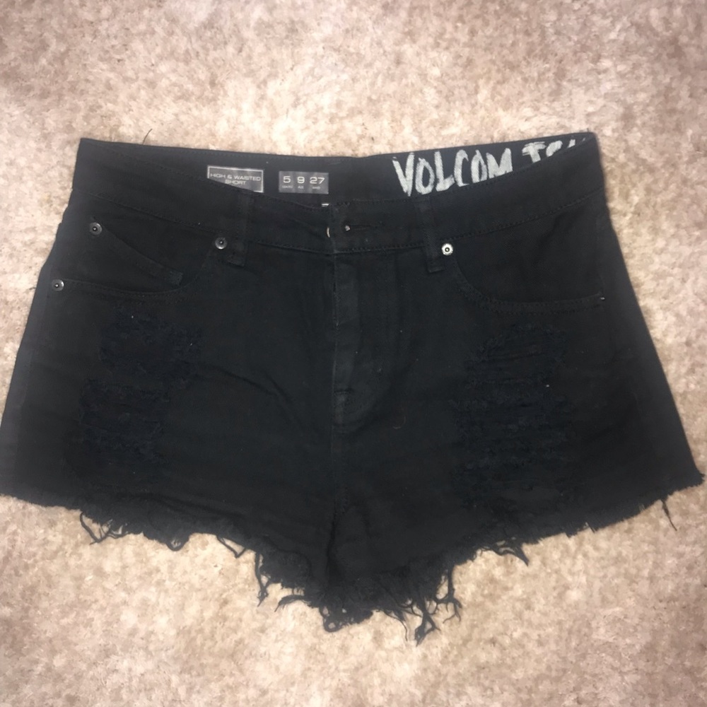 Volcano Distressed High Waisted Denim Shorts